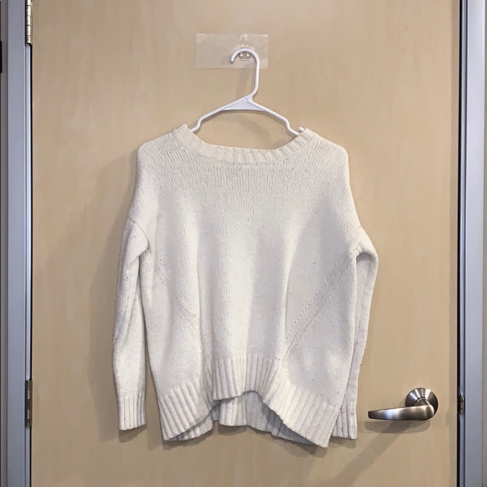 J. Crew White Cable Knit Sweat